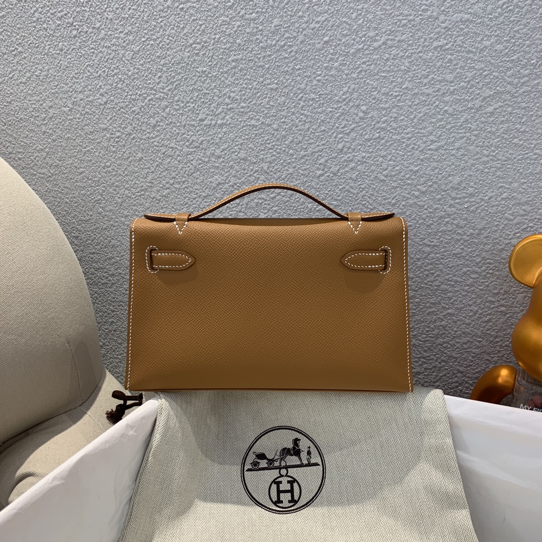 에르메스 미니 켈리백22 골드브라운 은장 앱송